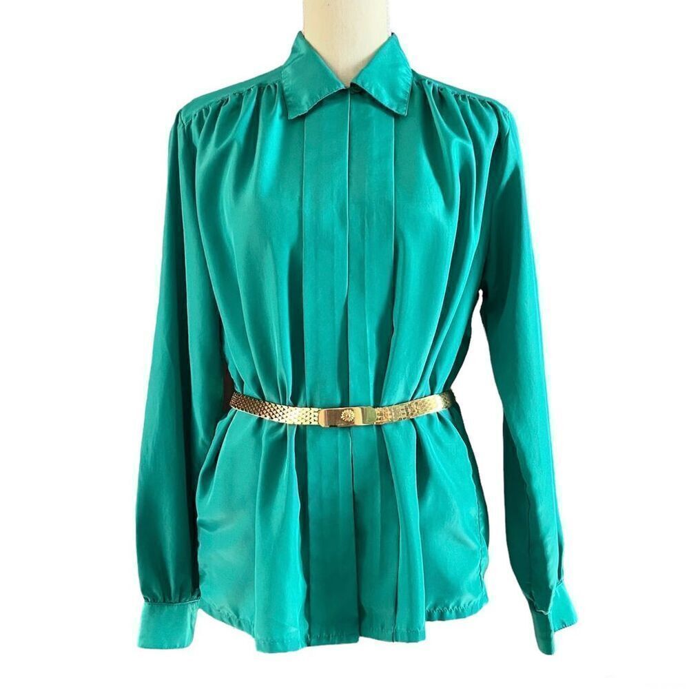 Vintage 80’s Impressions Green Blouse M/L